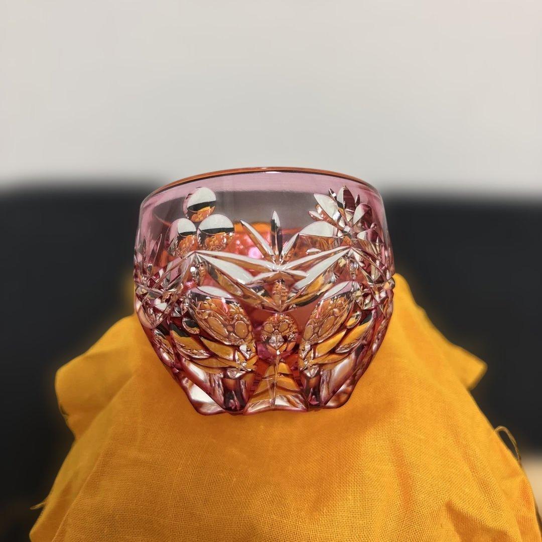 江戸切子　最高級　人気作家　篠崎清一　ぐい呑「三つ玉」未使用