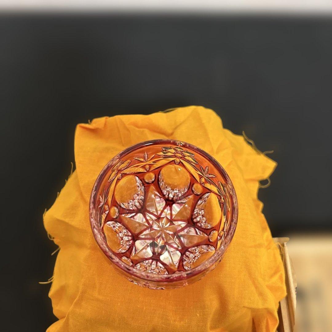 江戸切子　最高級　人気作家　篠崎清一　ぐい呑「三つ玉」未使用