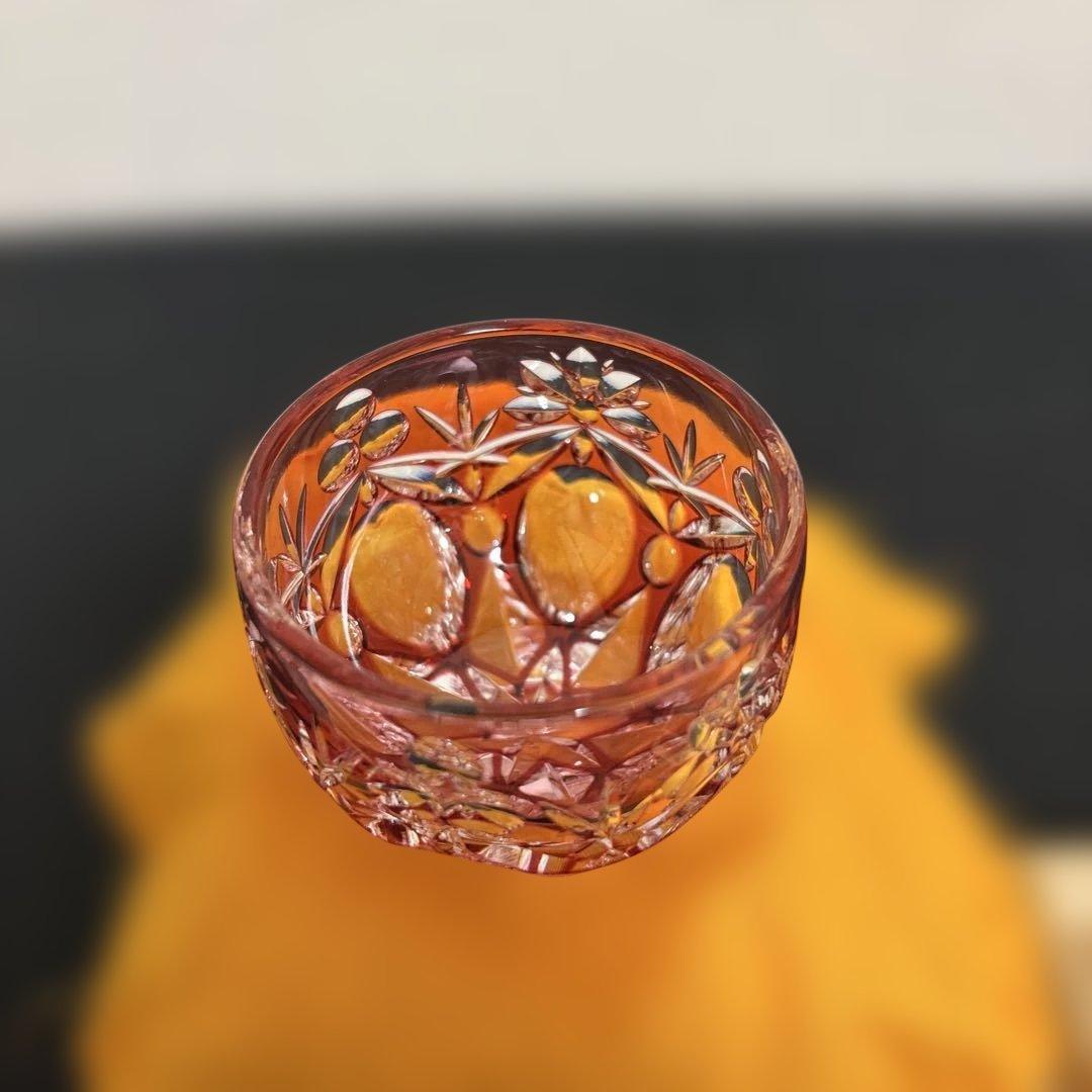 江戸切子　最高級　人気作家　篠崎清一　ぐい呑「三つ玉」未使用