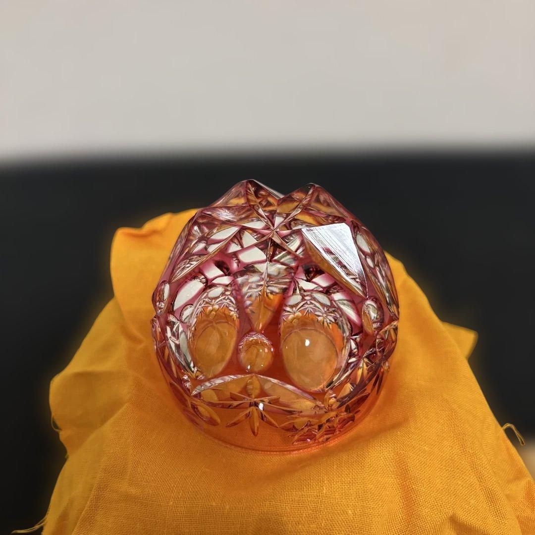 江戸切子　最高級　人気作家　篠崎清一　ぐい呑「三つ玉」未使用