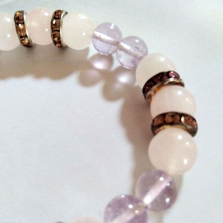 【天然石パワーストーンブレスレット】ラベンダーアメジスト、ローズクォーツ