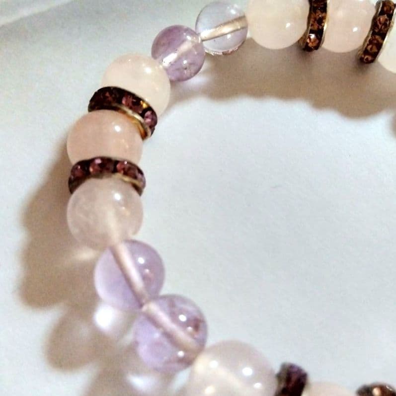 【天然石パワーストーンブレスレット】ラベンダーアメジスト、ローズクォーツ