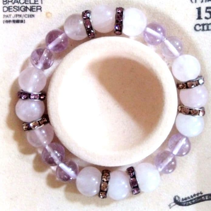 【天然石パワーストーンブレスレット】ラベンダーアメジスト、ローズクォーツ