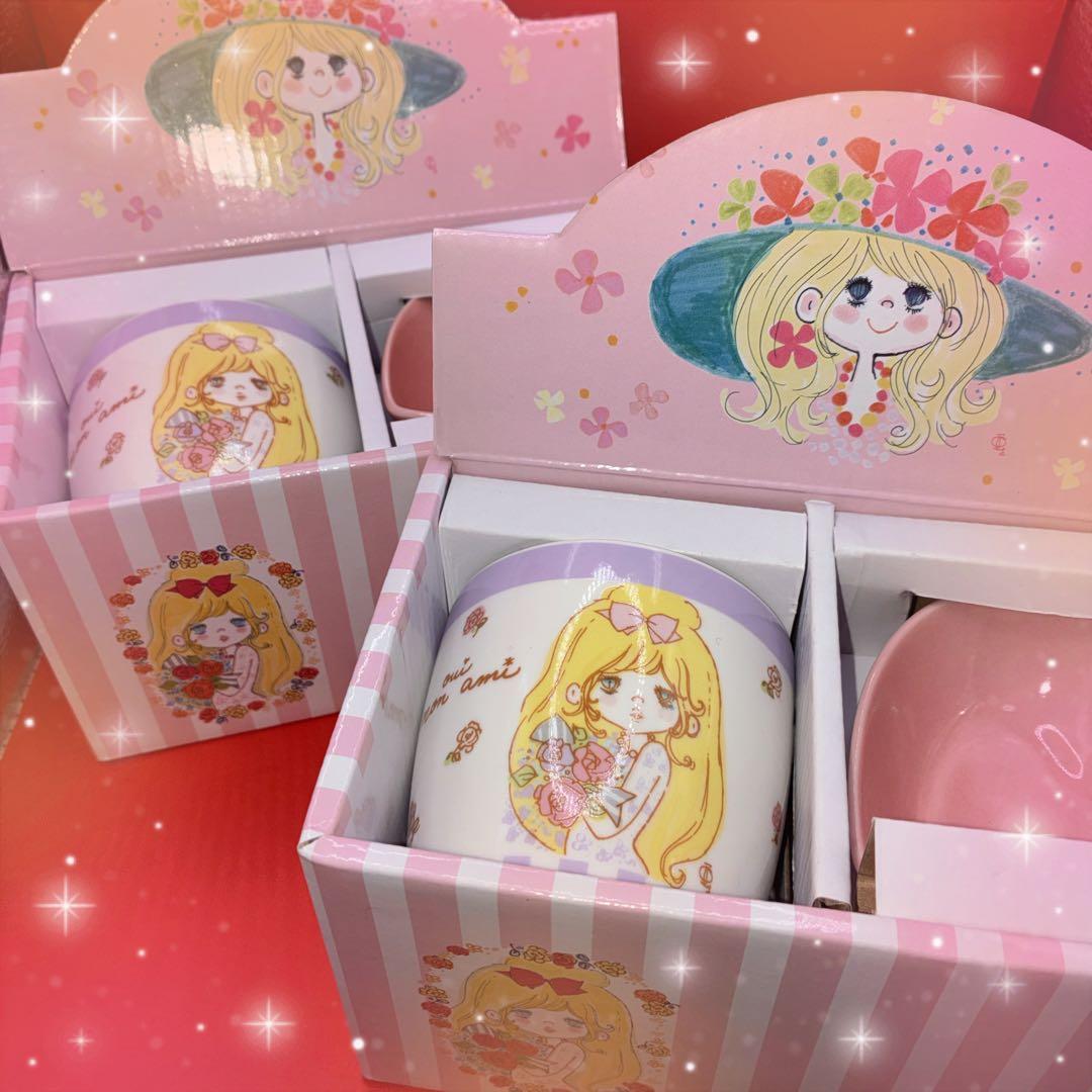 水森亜土 ハート型トレイ付きマグカップ 3点セット