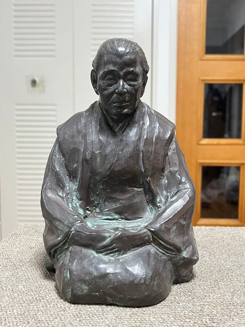 昭和レトロ 座像 伝統工芸 工芸美術 ブロンズ像 在銘 時代物 古美術 骨董