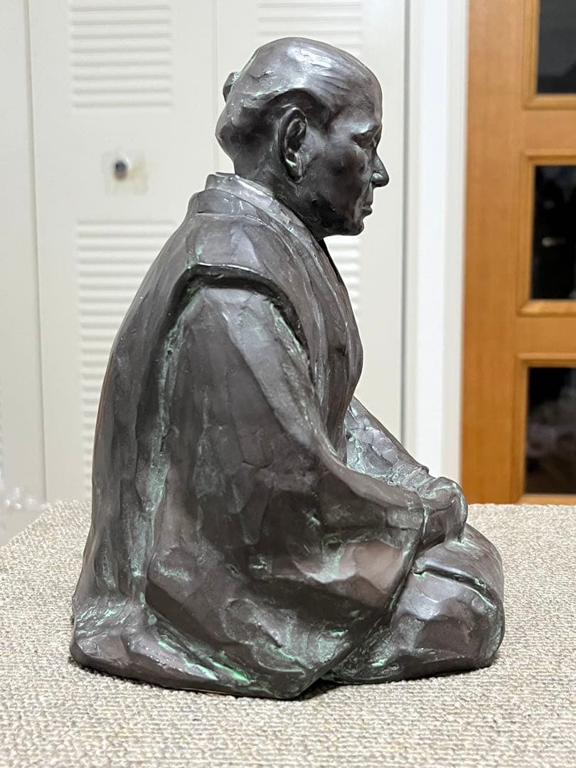 昭和レトロ 座像 伝統工芸 工芸美術 ブロンズ像 在銘 時代物 古美術 骨董