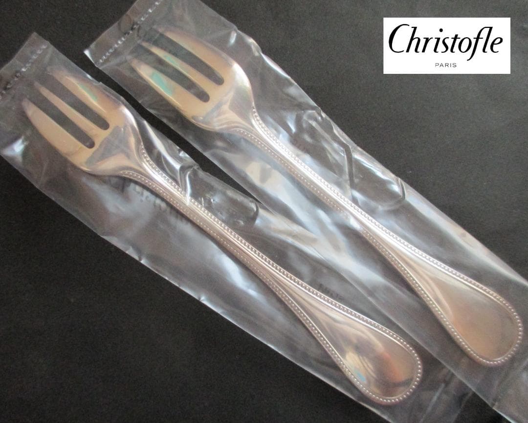 未使用品☆高級銀器クリストフルシルバー銀P　ケーキフォーク2本　人気のパール