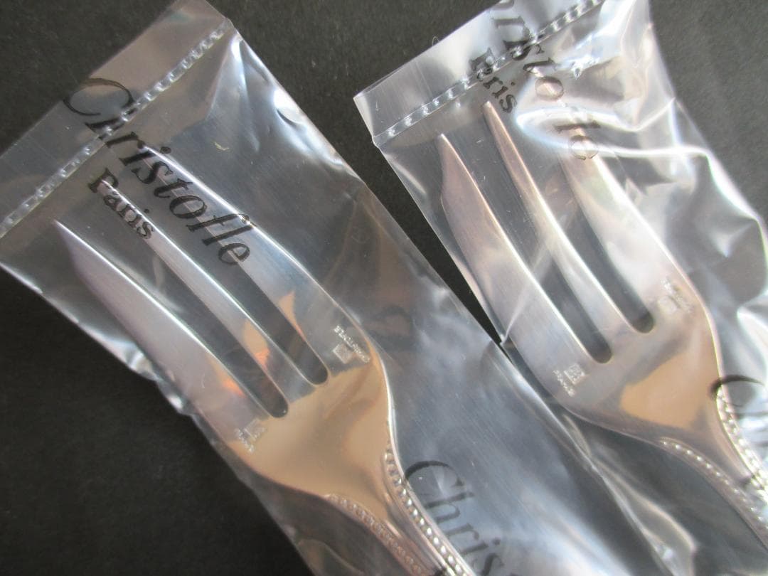 未使用品☆高級銀器クリストフルシルバー銀P　ケーキフォーク2本　人気のパール