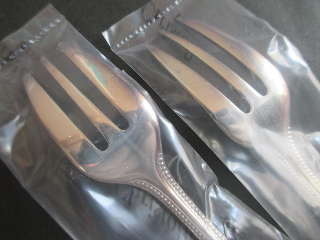 未使用品☆高級銀器クリストフルシルバー銀P　ケーキフォーク2本　人気のパール