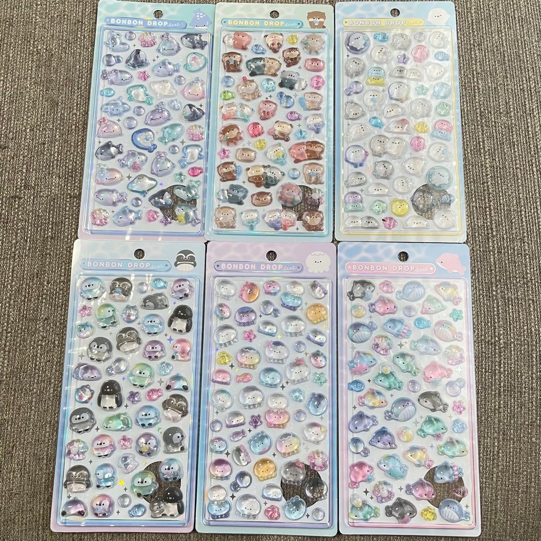 【正規品】ボンボンドロップシール　水族館限定　6枚セット　6種類