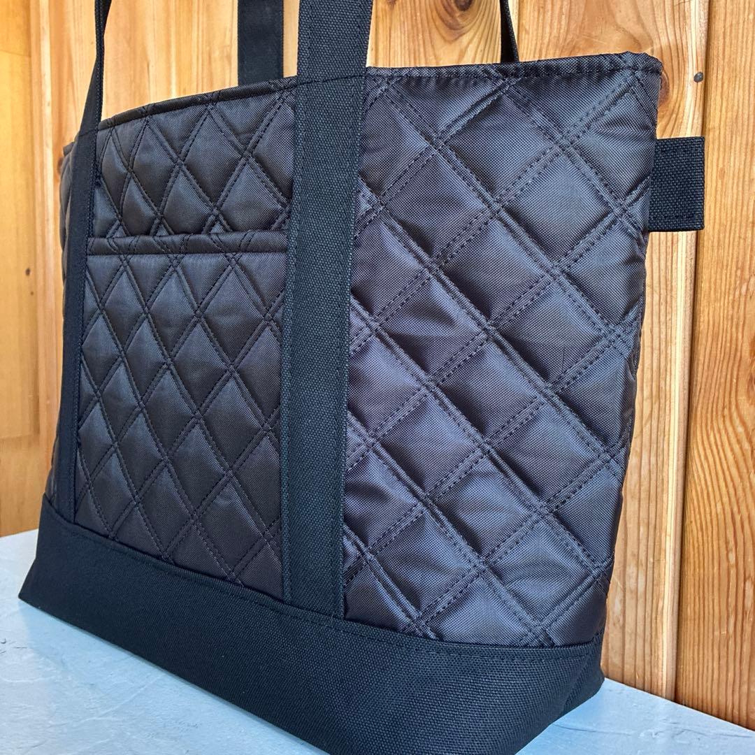 帆布とキルティングのトートバッグLLサイズ　ブラック