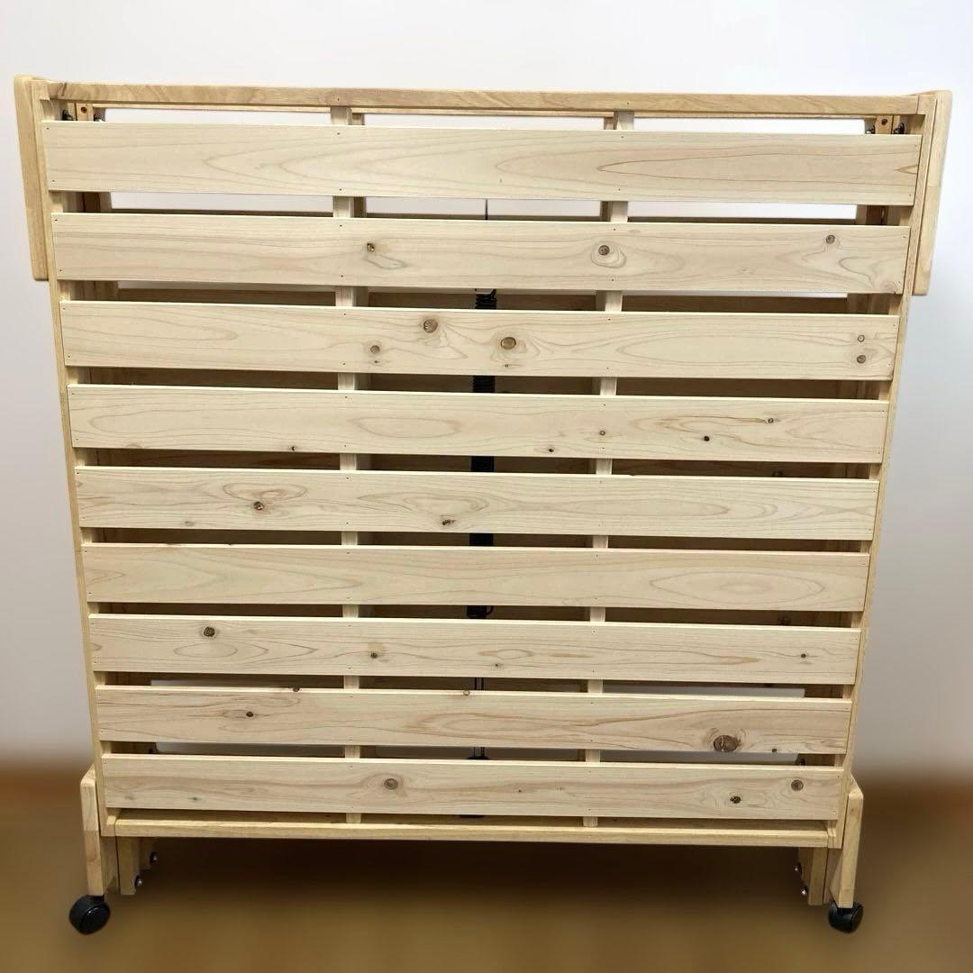 すのこ折りたたみベッド 中居木工 ひのき ワイドシングル 国産