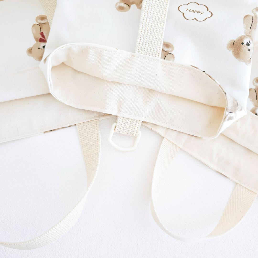 入園入学3点セット　テディベア　ギンガムチェック　ベージュ系　女の子