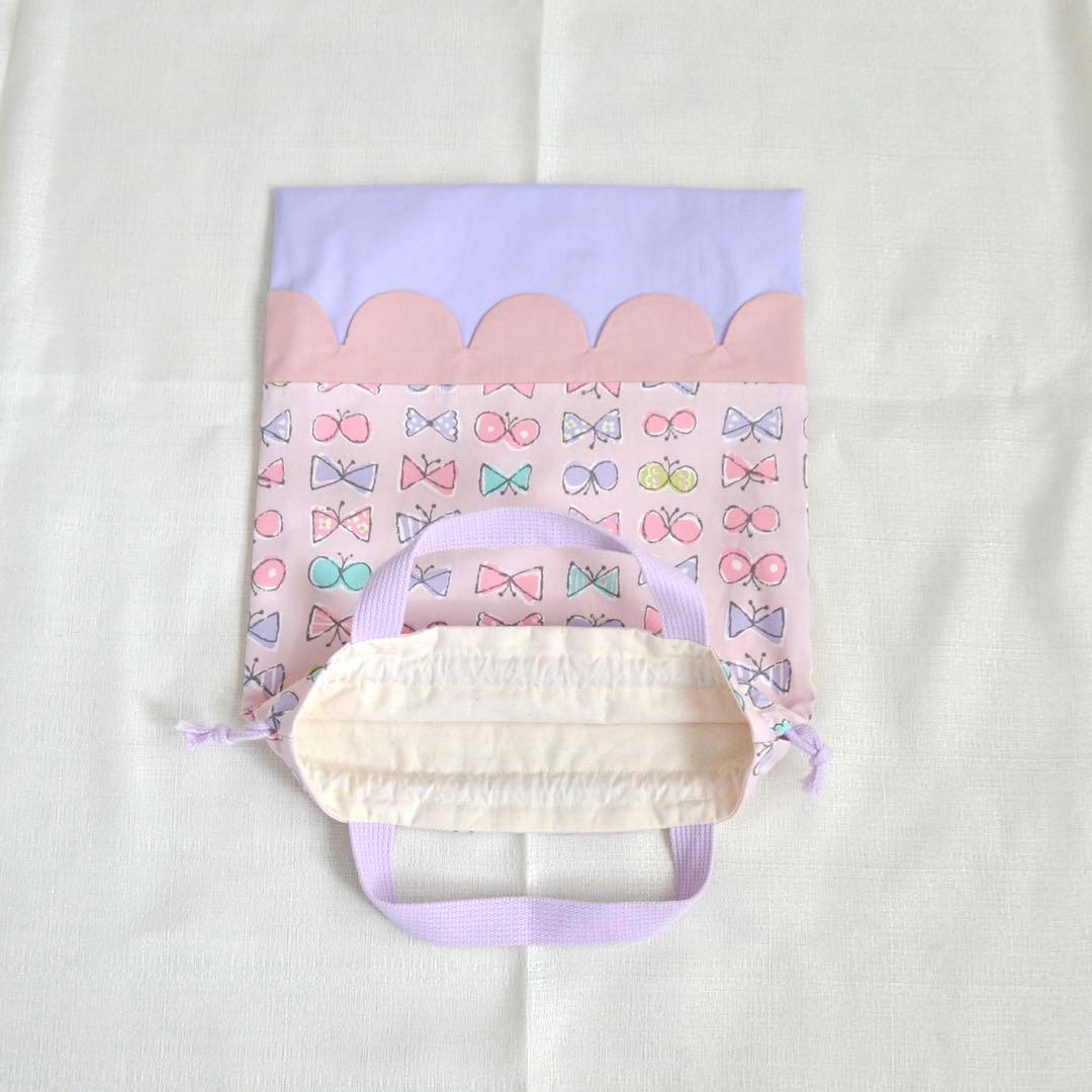 入園・入学準備6点セット　ちょうちょ　リボン　ピンク　パープル