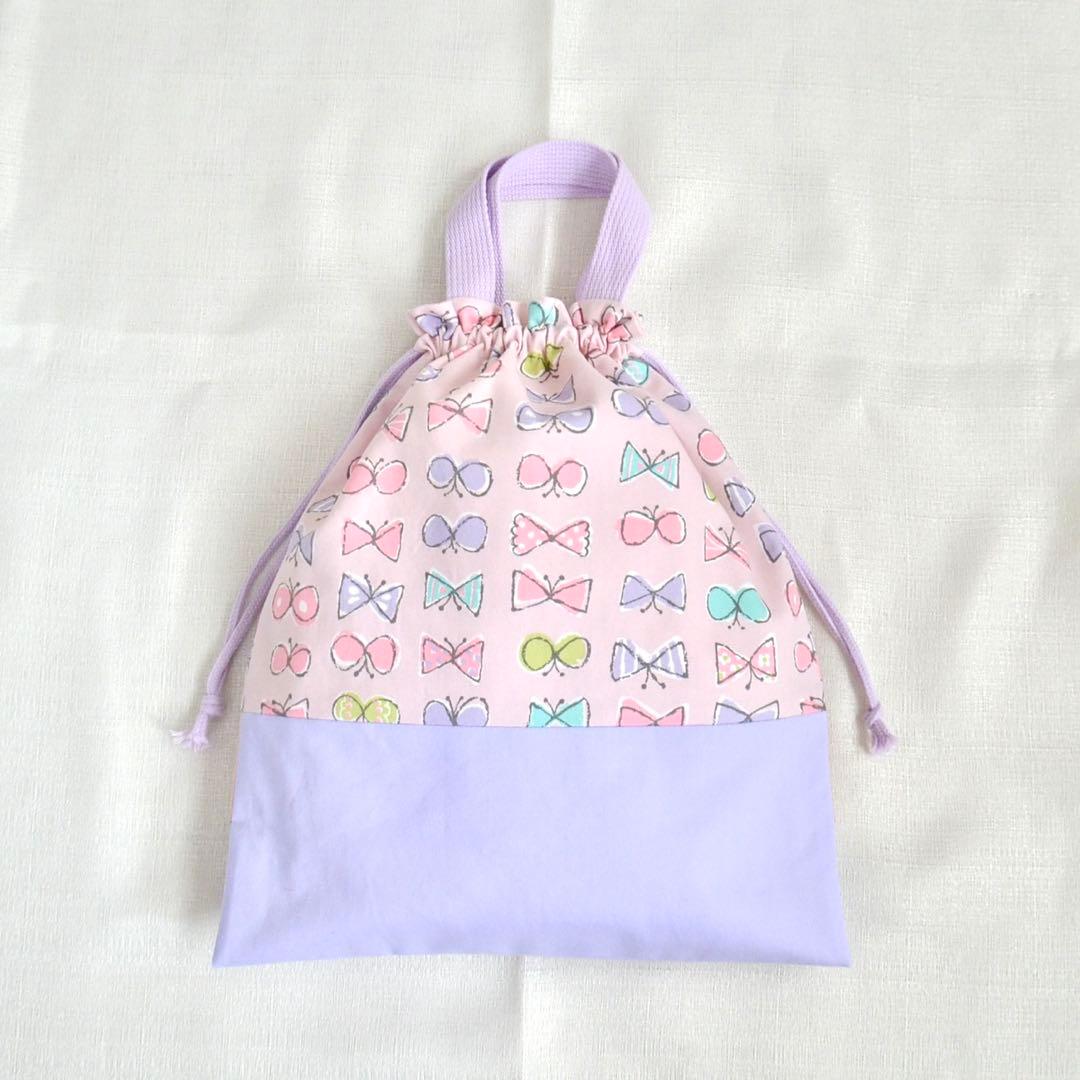 入園・入学準備6点セット　ちょうちょ　リボン　ピンク　パープル
