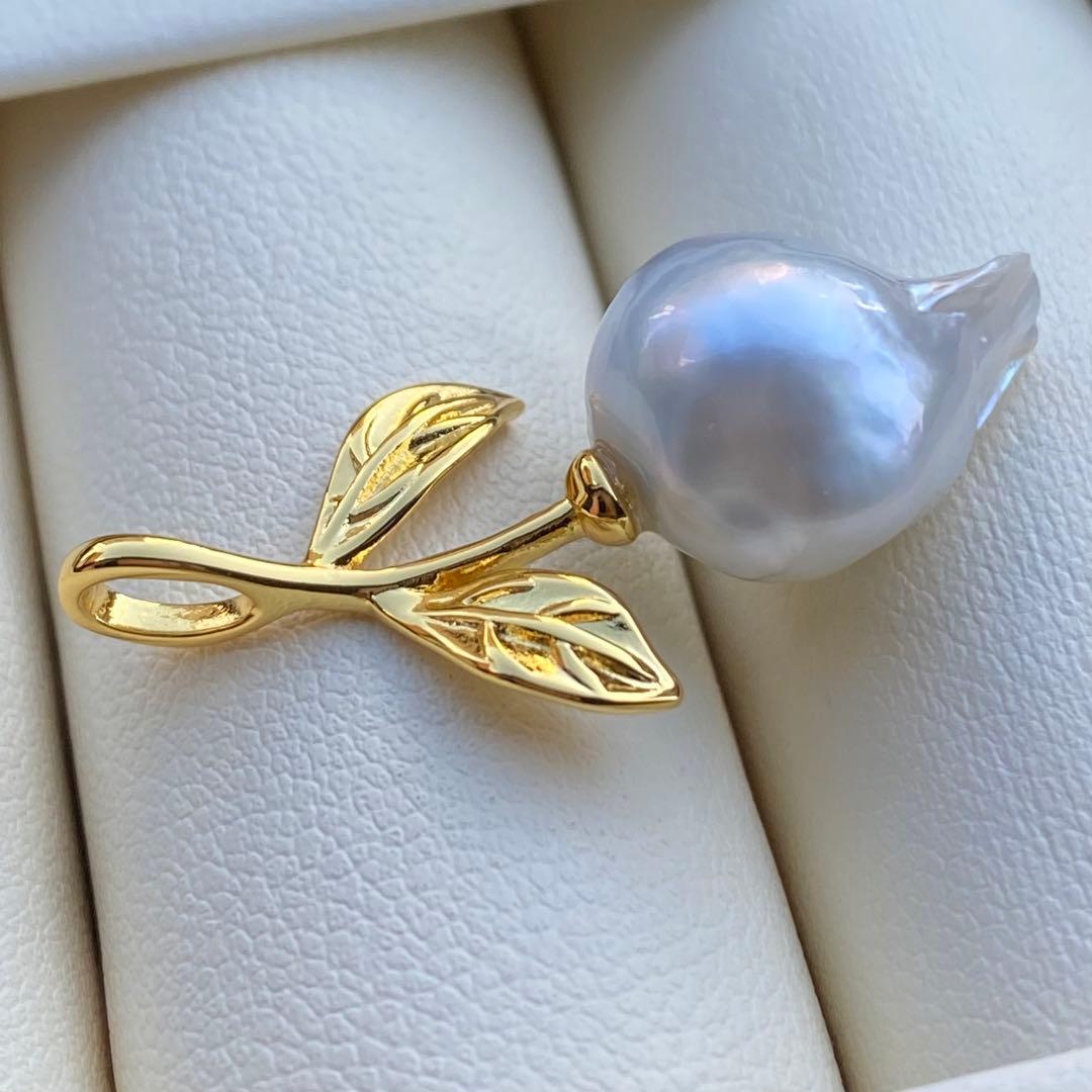 本真珠　南洋白蝶真珠ネックレストップ　14.4mmホワイトPT951