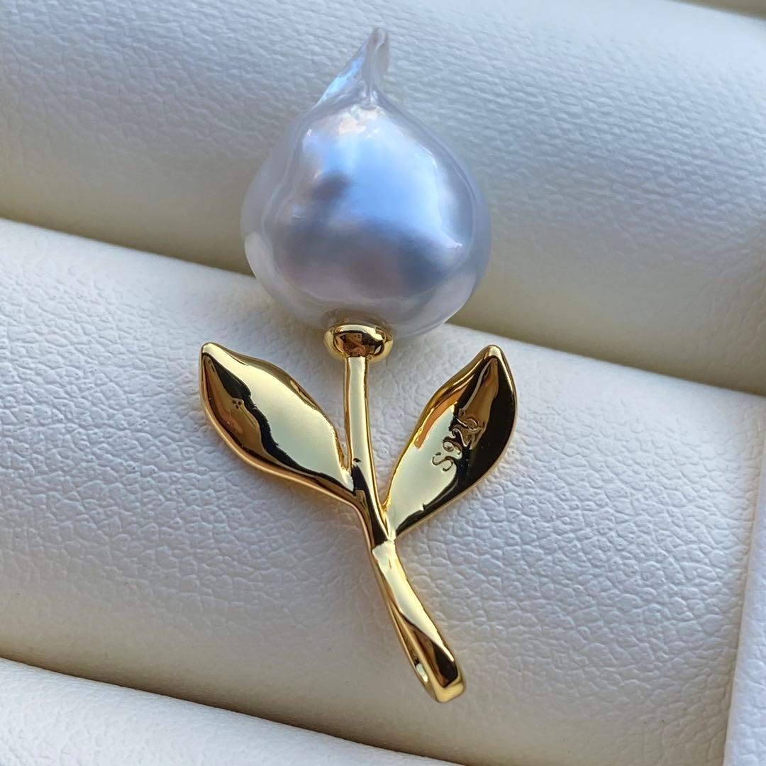 本真珠　南洋白蝶真珠ネックレストップ　14.4mmホワイトPT951