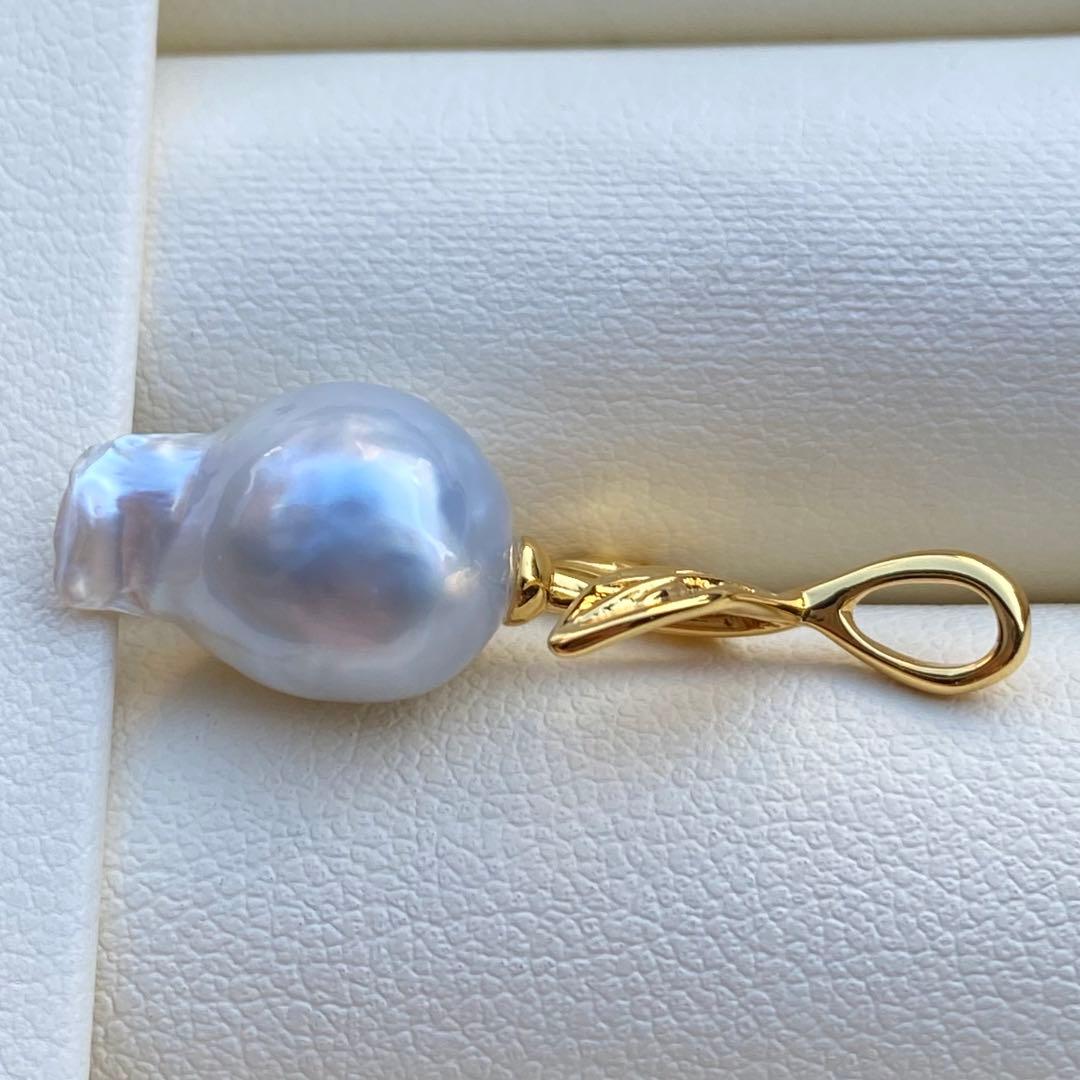 本真珠　南洋白蝶真珠ネックレストップ　14.4mmホワイトPT951