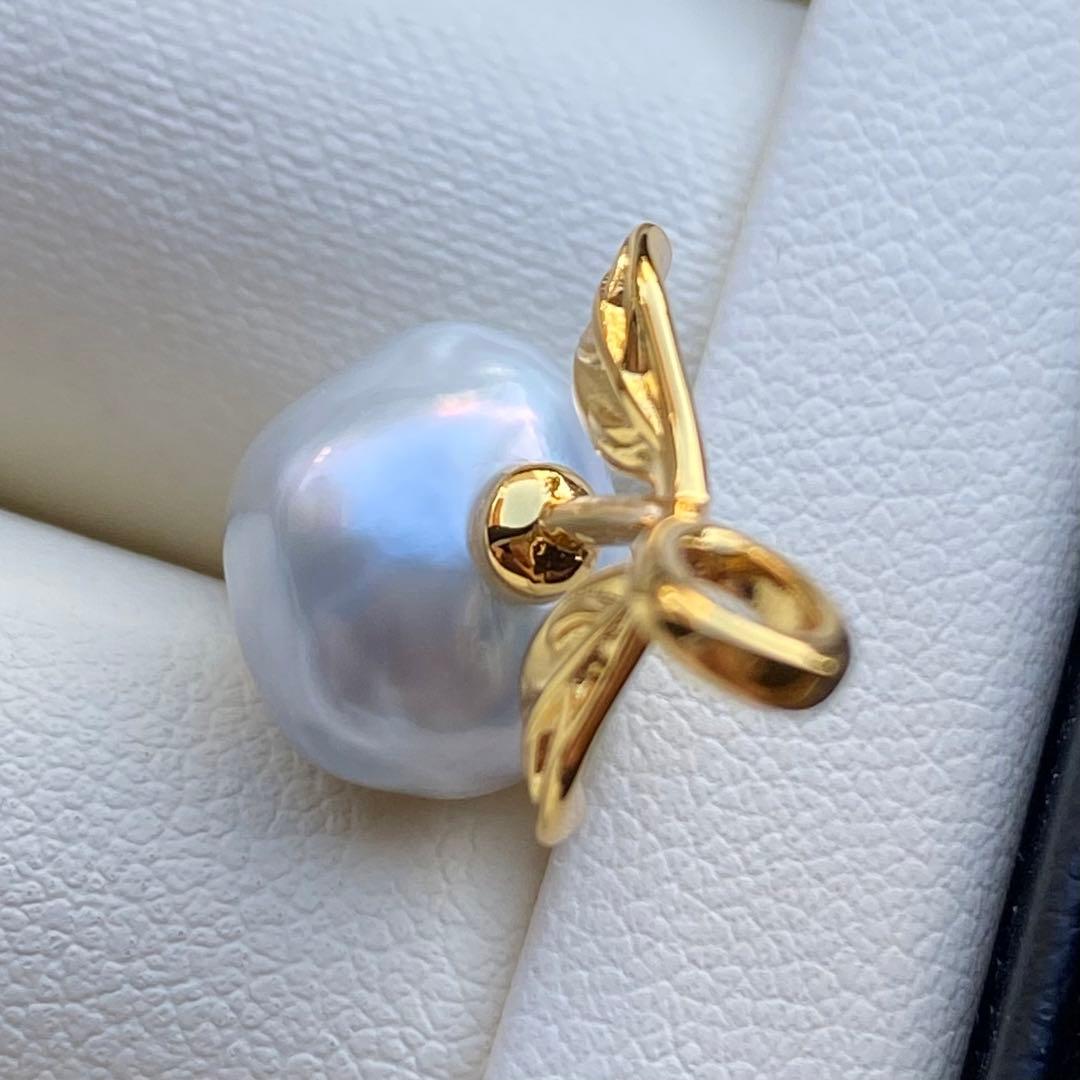 本真珠　南洋白蝶真珠ネックレストップ　14.4mmホワイトPT951