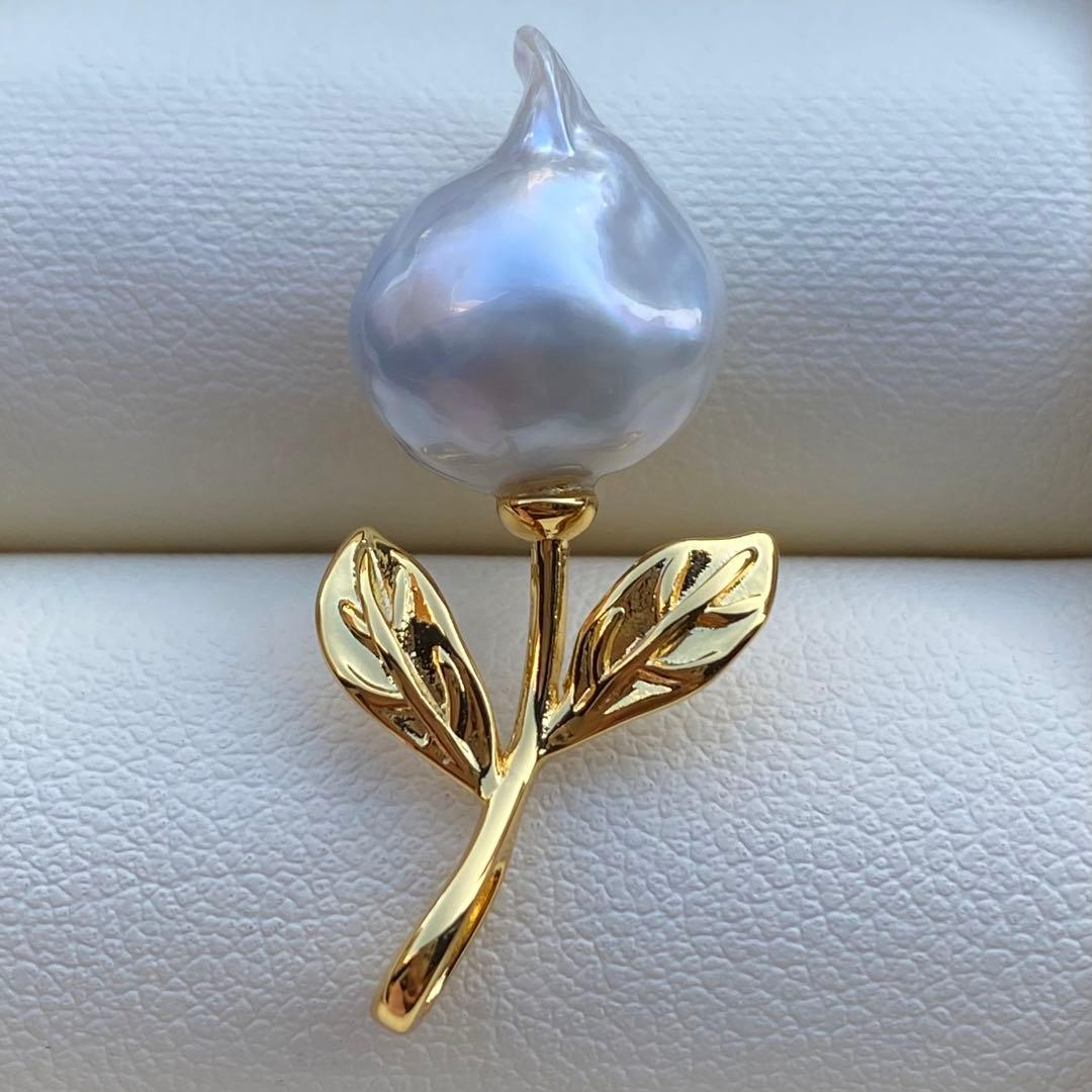 本真珠　南洋白蝶真珠ネックレストップ　14.4mmホワイトPT951