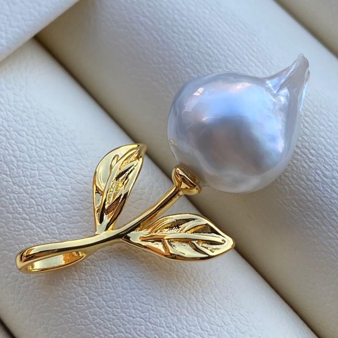 本真珠　南洋白蝶真珠ネックレストップ　14.4mmホワイトPT951