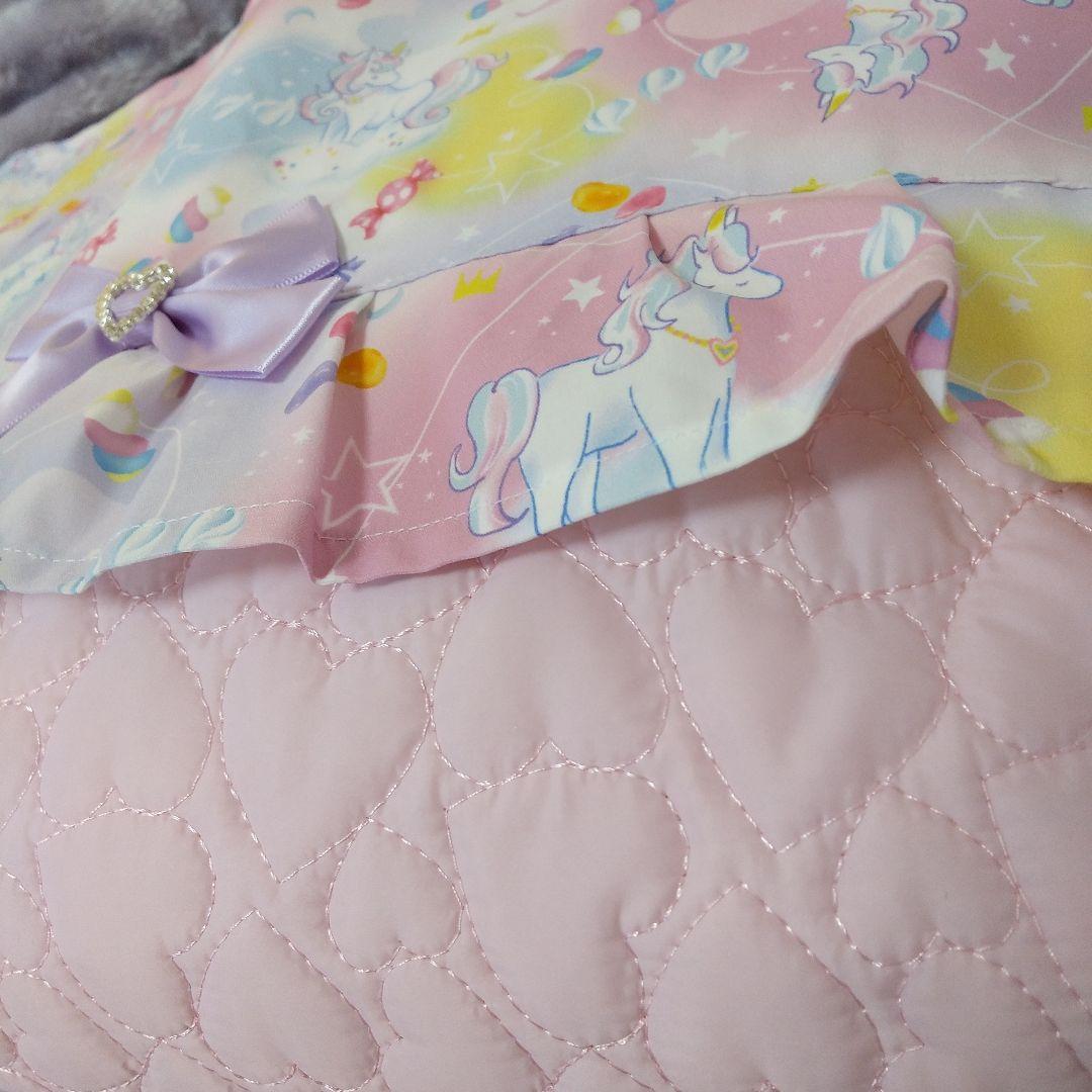 入園入学　ユニコーン柄ハートキルティングレッスンバック　お着替え袋上履きいれ撥水