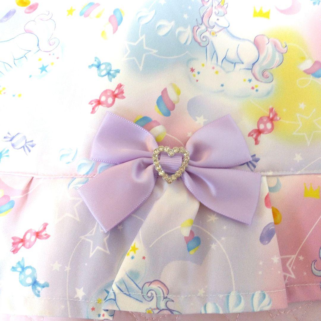 入園入学　ユニコーン柄ハートキルティングレッスンバック　お着替え袋上履きいれ撥水