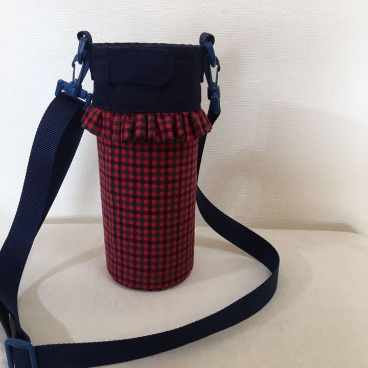 ハンドメイド　水筒　カバー　フリル　チェック