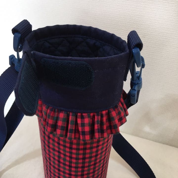 ハンドメイド　水筒　カバー　フリル　チェック