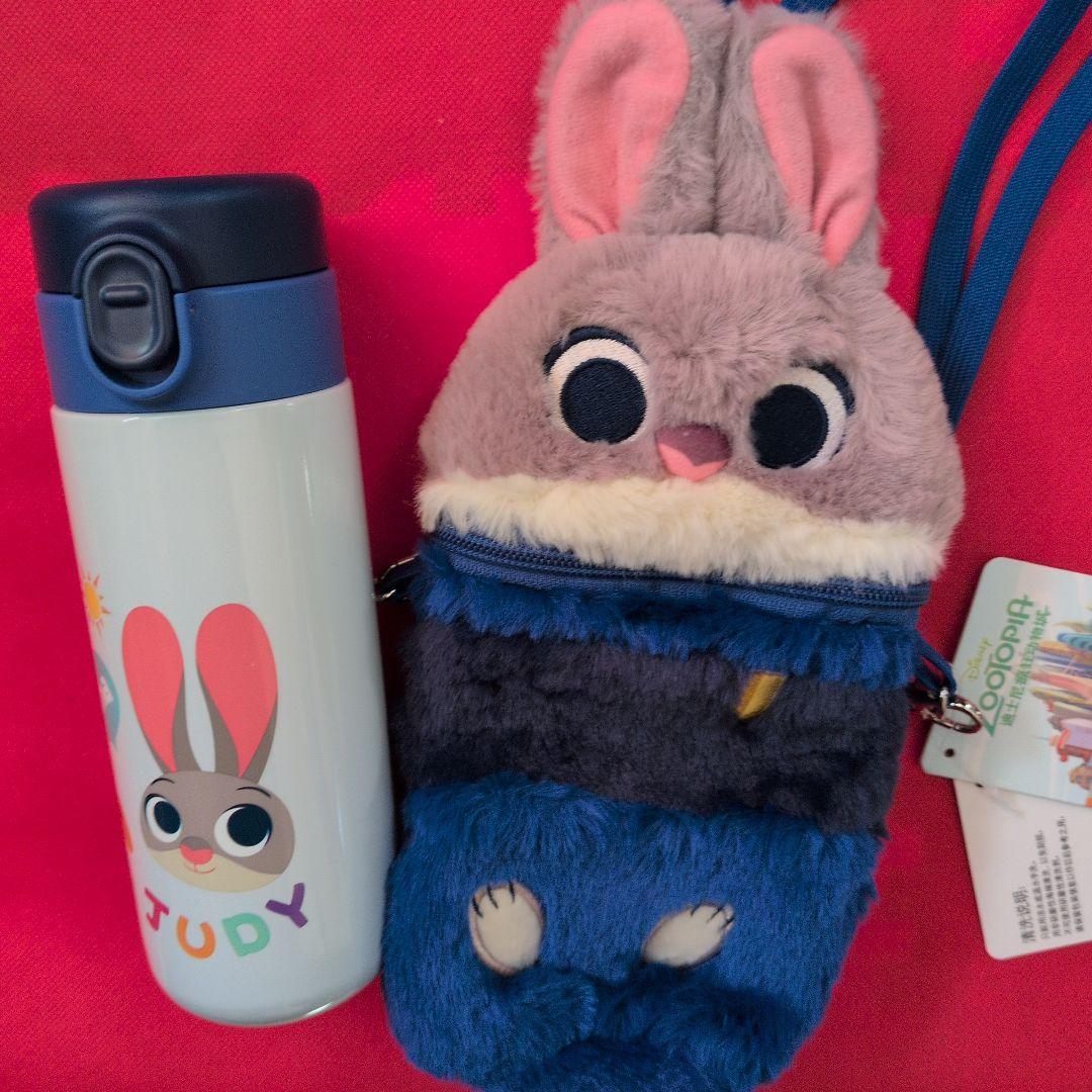 上海ディズニーランド ズートピア ジュディぬいぐるみカバー付き水筒
