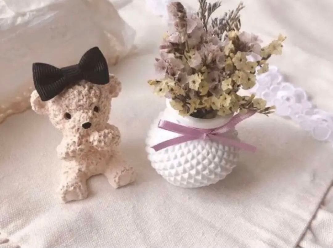 ナチュラルドライフラワーくまさん♡アロマストーン