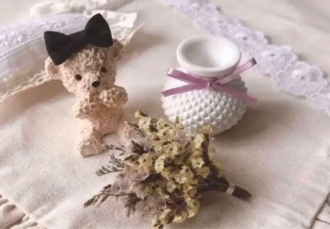 ナチュラルドライフラワーくまさん♡アロマストーン