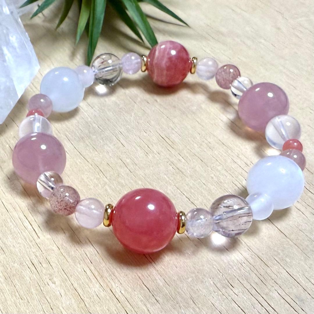 天然石（インカローズ、ディープローズクォーツ、エレスチャルクォーツ等）ブレス