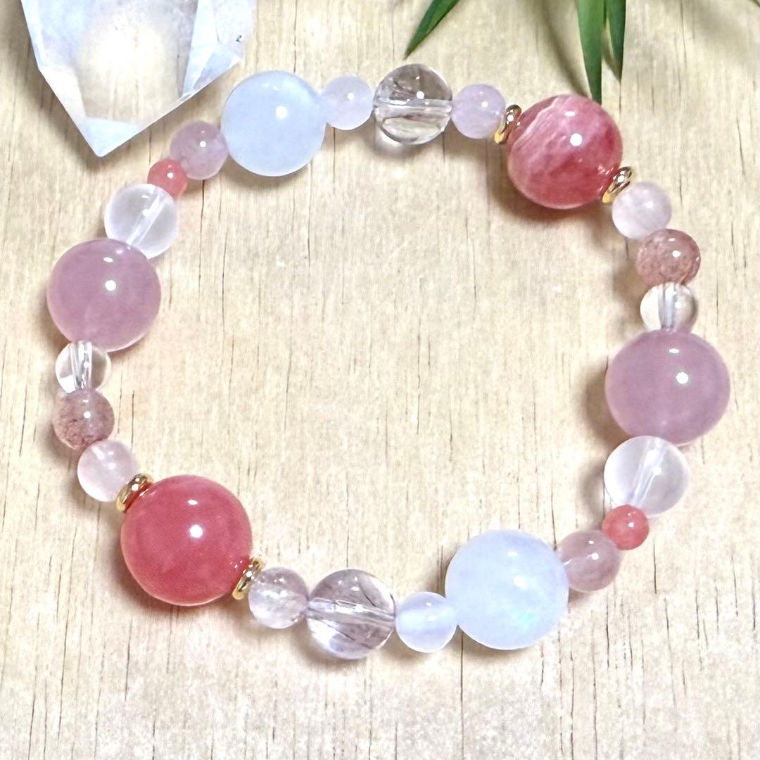 天然石（インカローズ、ディープローズクォーツ、エレスチャルクォーツ等）ブレス