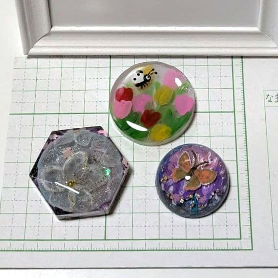 3個セット　レジンヘアゴム　花　ドーム