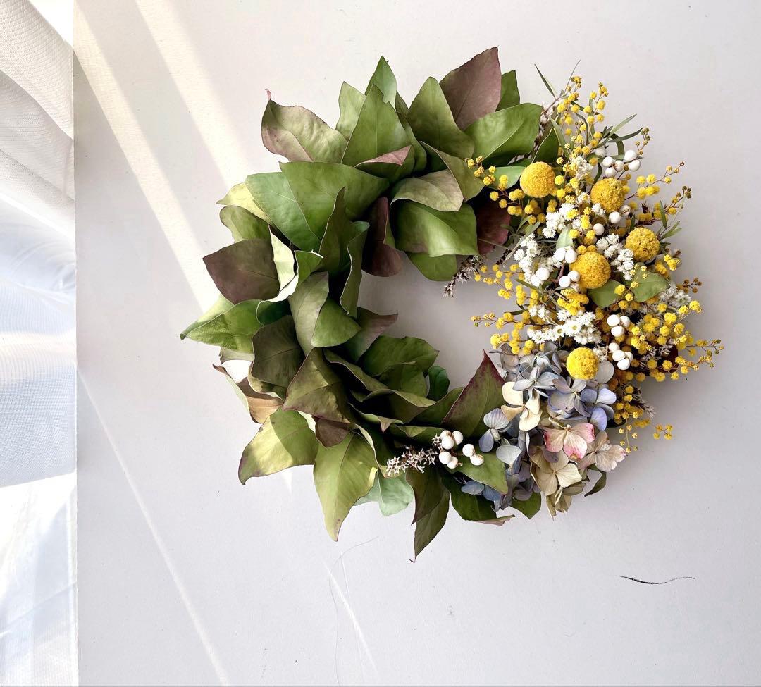 ミモザとユーカリの春リース　ドライフラワーリース ⅱ