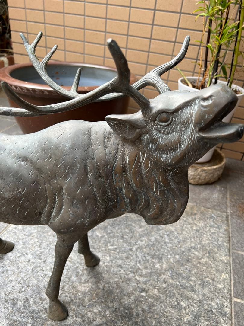 鹿の置き物　真鍮置き物　オブゼ　アンティーク