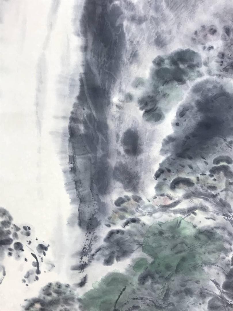 【真作】村泉/滝山水図/山水図/掛軸/名家伝来/AD-784