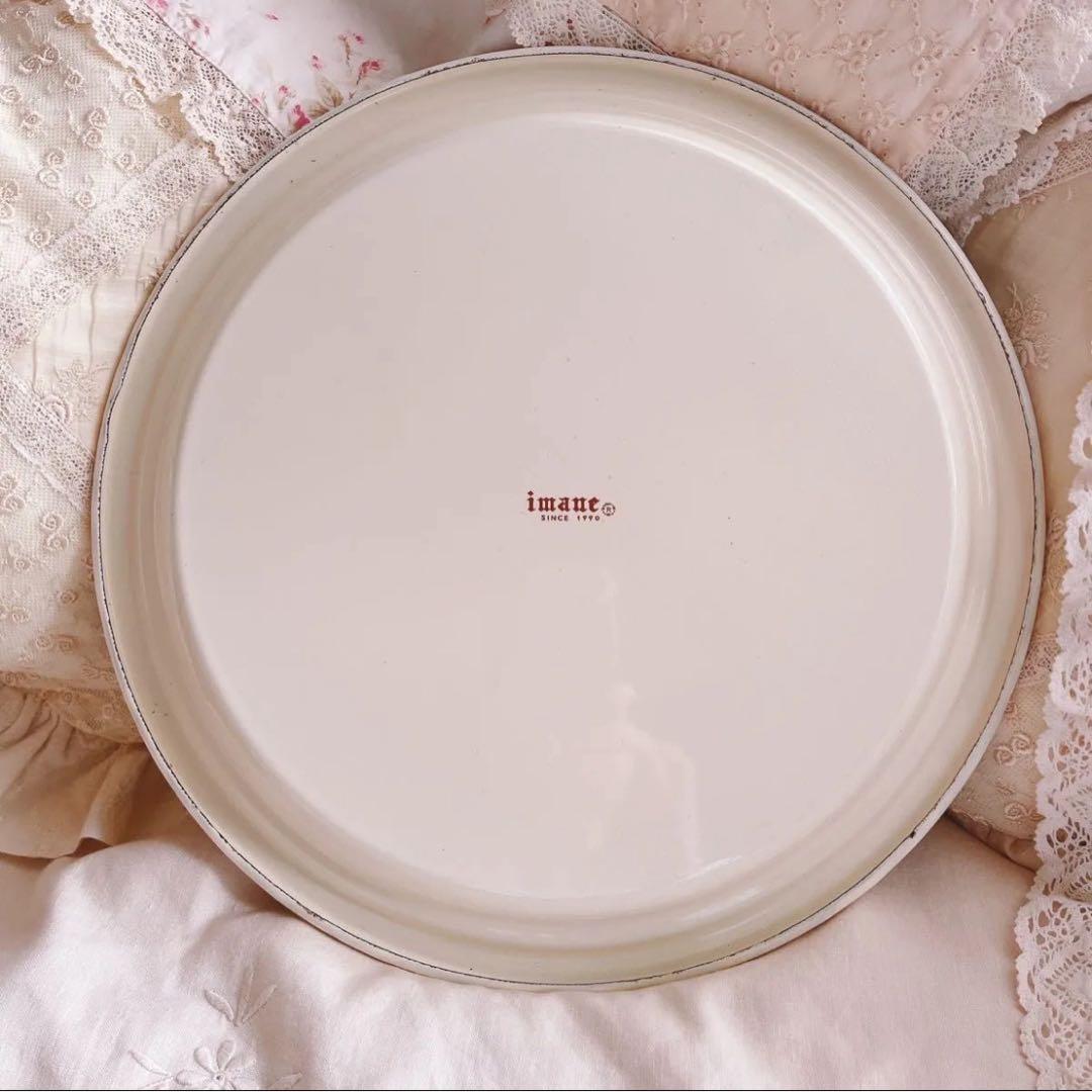 お値下げ♡イマンローズバスケットホーロートレーマニーローズ薔薇雑貨アンティーク