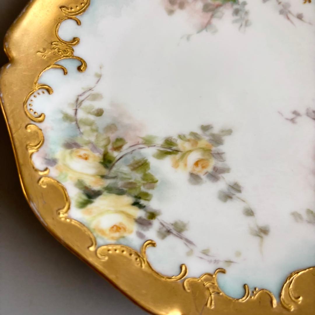 フランス製アンティーク　リモージュ　ゲラン窯　【ハンドペイント】芸術的なプレート