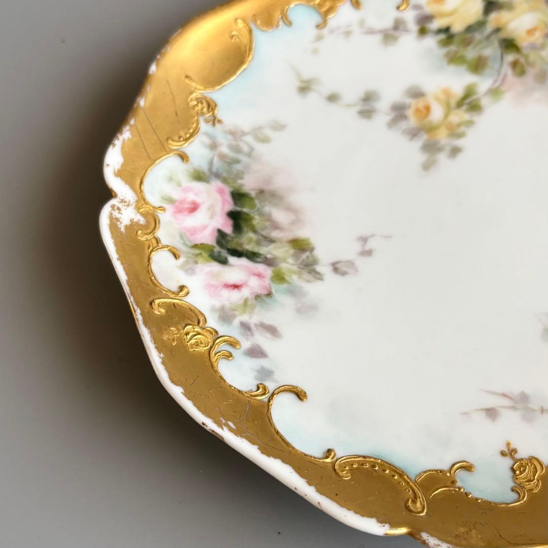 フランス製アンティーク　リモージュ　ゲラン窯　【ハンドペイント】芸術的なプレート