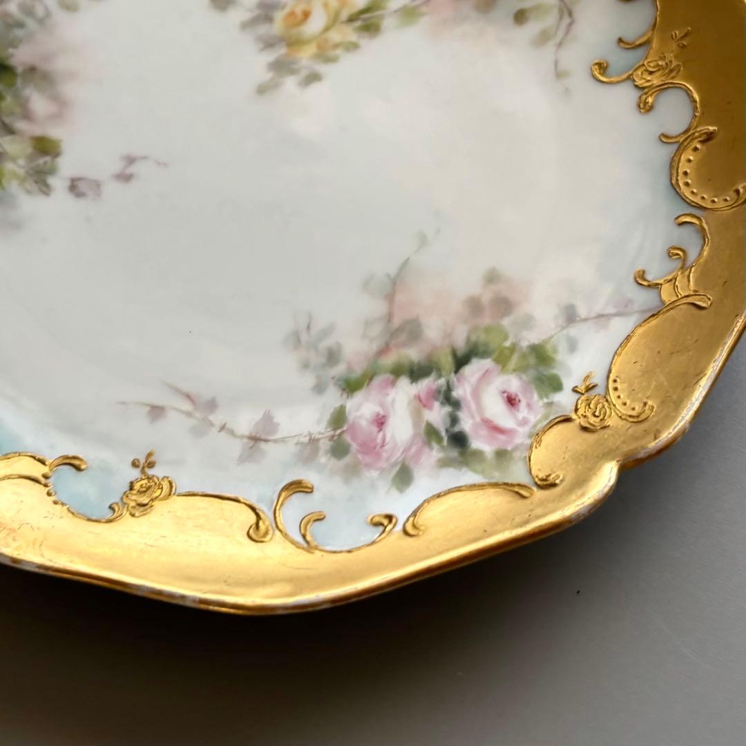 フランス製アンティーク　リモージュ　ゲラン窯　【ハンドペイント】芸術的なプレート