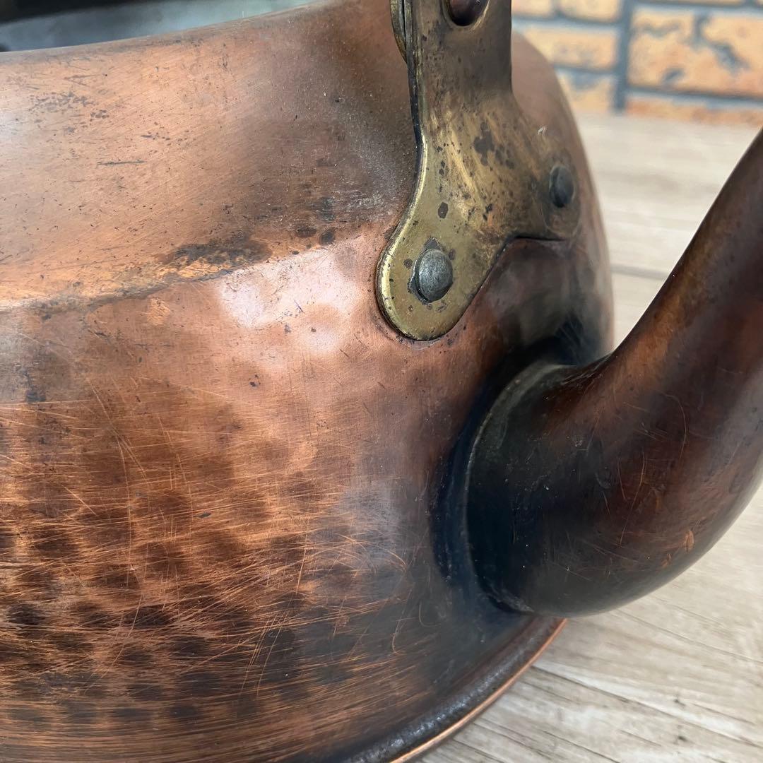 D-4 【汚れあり】アンティーク 銅製 ケトル 銅やかん ヴィンテージ 骨董