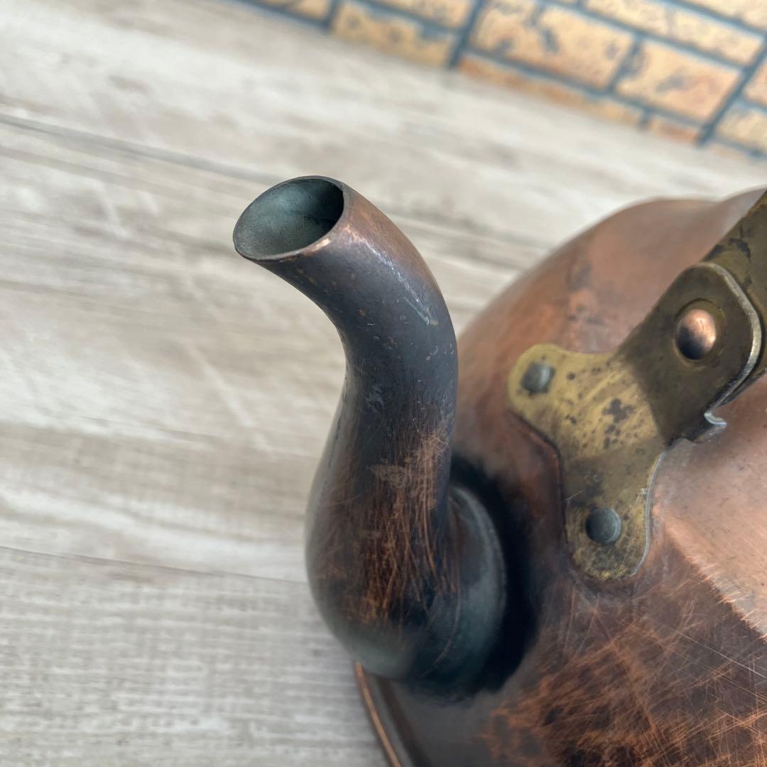 D-4 【汚れあり】アンティーク 銅製 ケトル 銅やかん ヴィンテージ 骨董