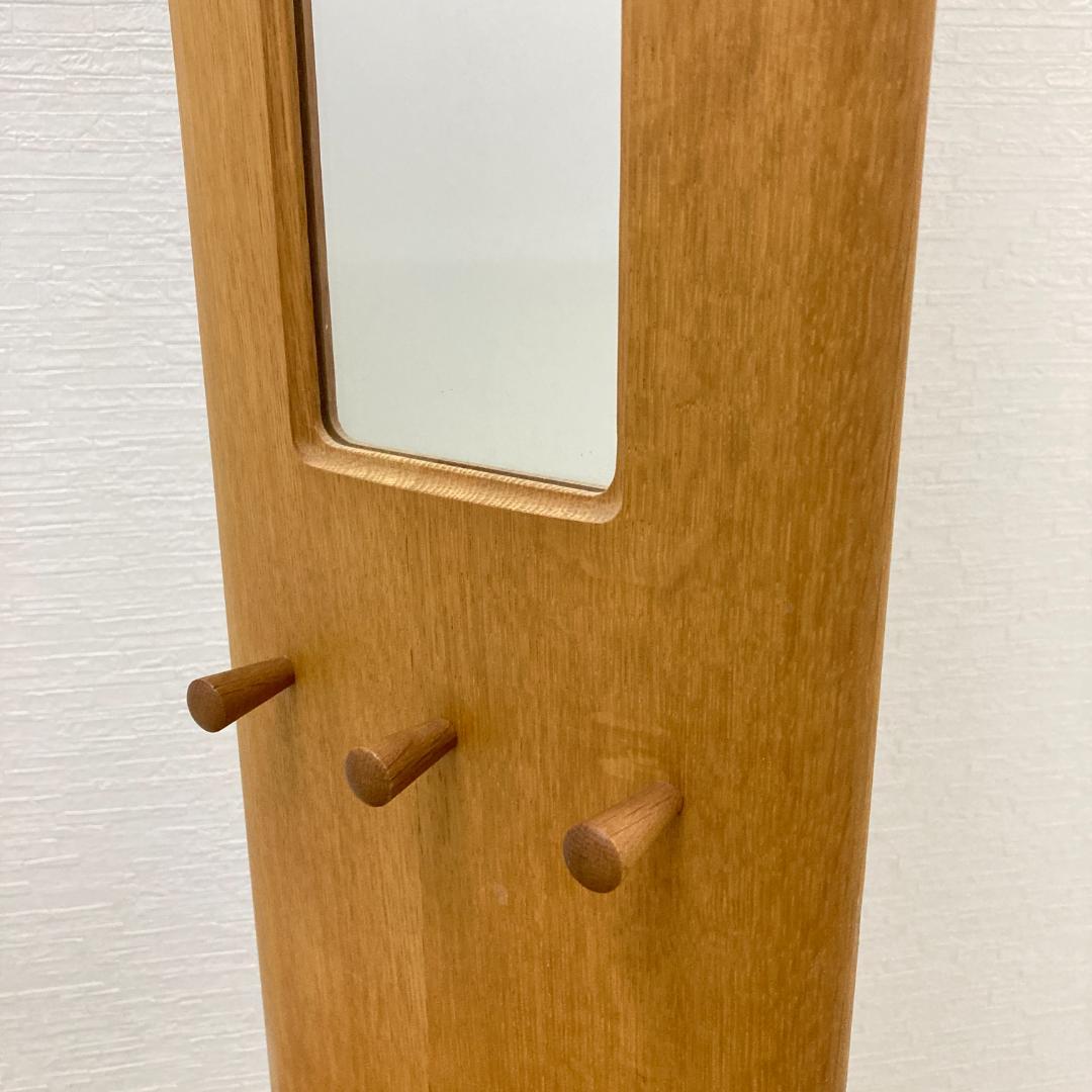 【日進木工】nissin　天然木　スリッパラック　ミラー付き　玄関　時計　飛騨