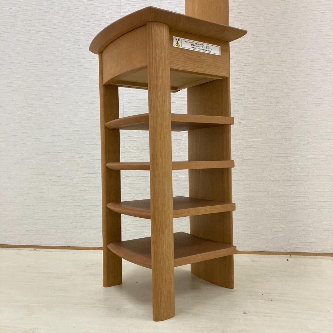 【日進木工】nissin　天然木　スリッパラック　ミラー付き　玄関　時計　飛騨