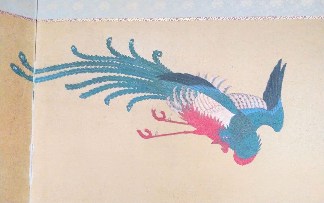 日本画【二枚折り屏風】岩絵の具使用