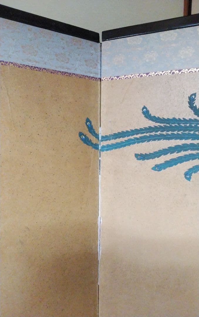 日本画【二枚折り屏風】岩絵の具使用