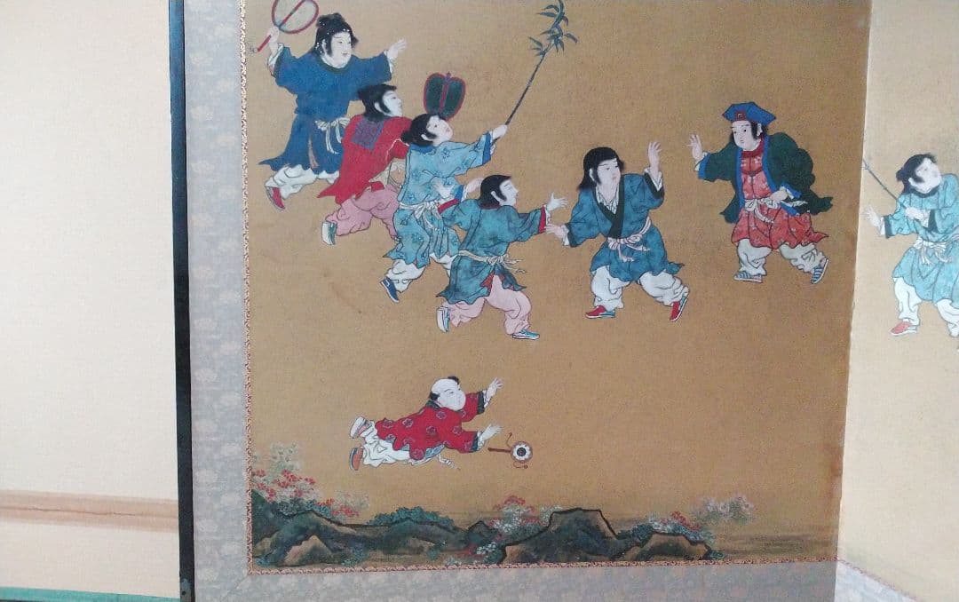 日本画【二枚折り屏風】岩絵の具使用