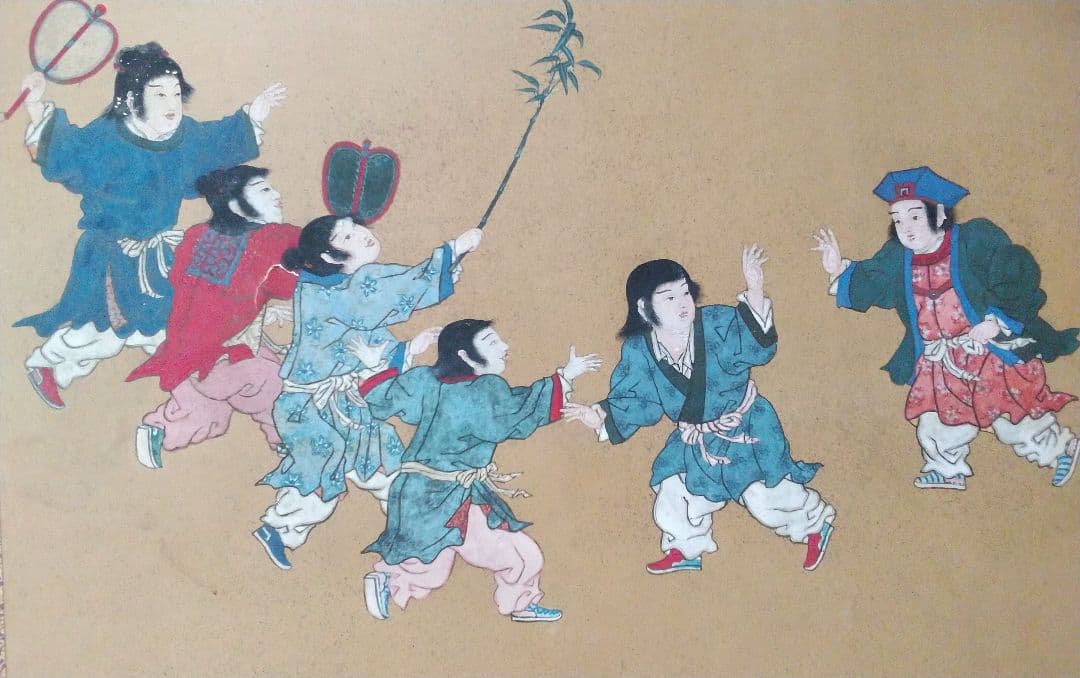 日本画【二枚折り屏風】岩絵の具使用